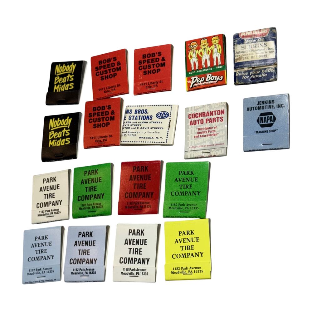 Vintage Automotive Matchbook Lot 19 Midas Pep Boys NAPA Park Ave Erie PA - Picture 2 of 6